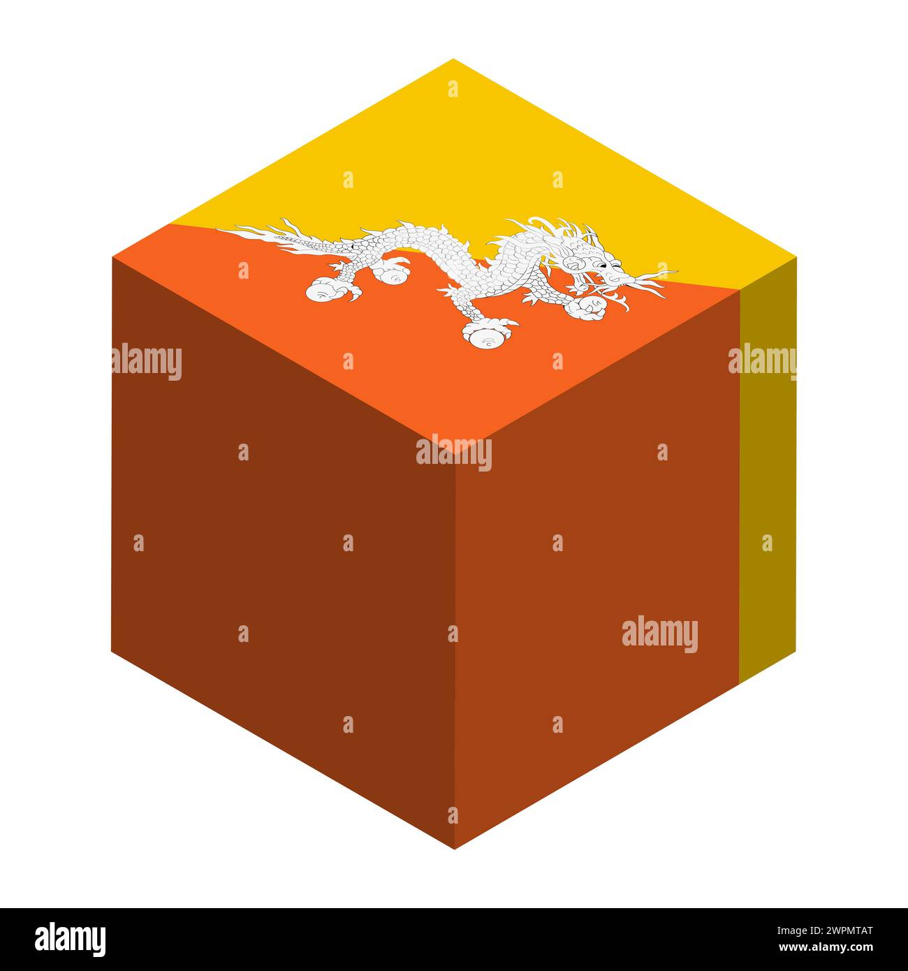 Bhutan flag - isometric 3D cube isolated on white background. Vector ...