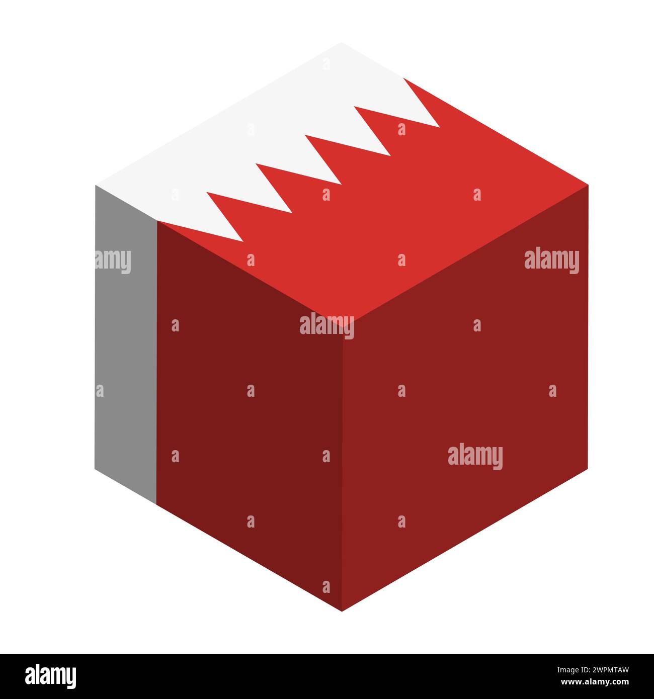 Bahrain flag - isometric 3D cube isolated on white background. Vector object. Stock Vector