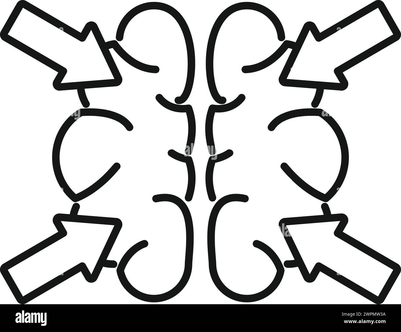 Mind think brain icon outline vector. Solution problem. Positive focus ...