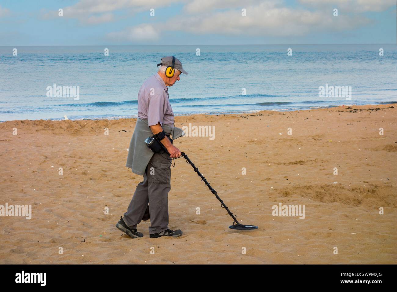 Treasure Hunter,Detector,Detectorist,Searching,sandy,Beach Stock Photo