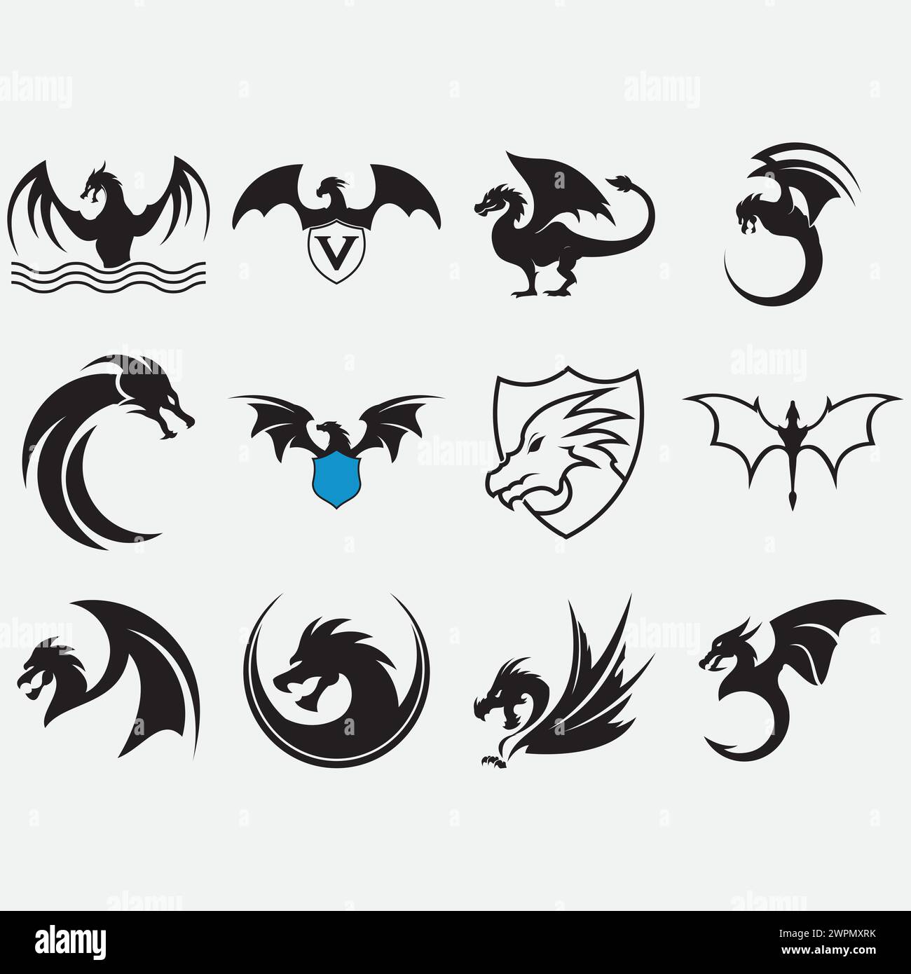 collection of dragon vector logos Stock Vector Image & Art - Alamy