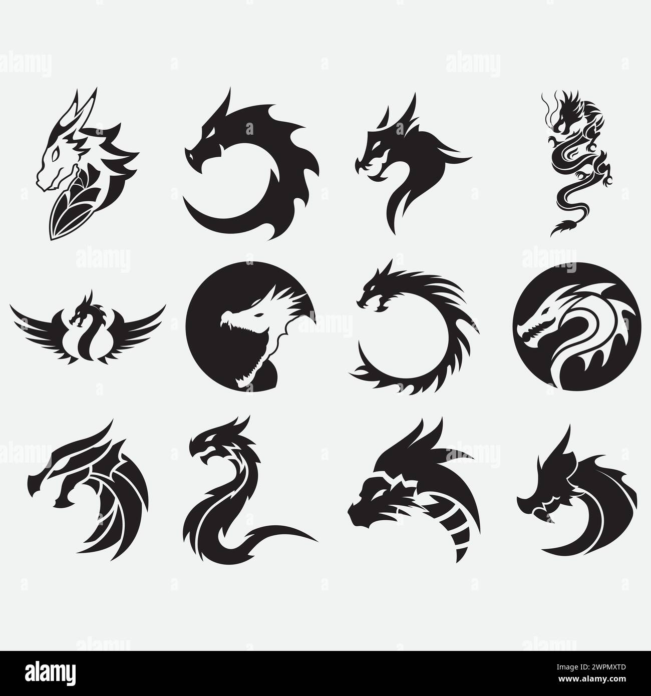 collection of dragon vector logos Stock Vector Image & Art - Alamy