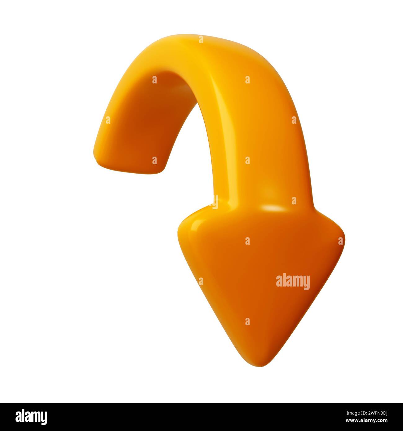 orange 3d half circle arrows down direction. Arrow sign or icon for web ...