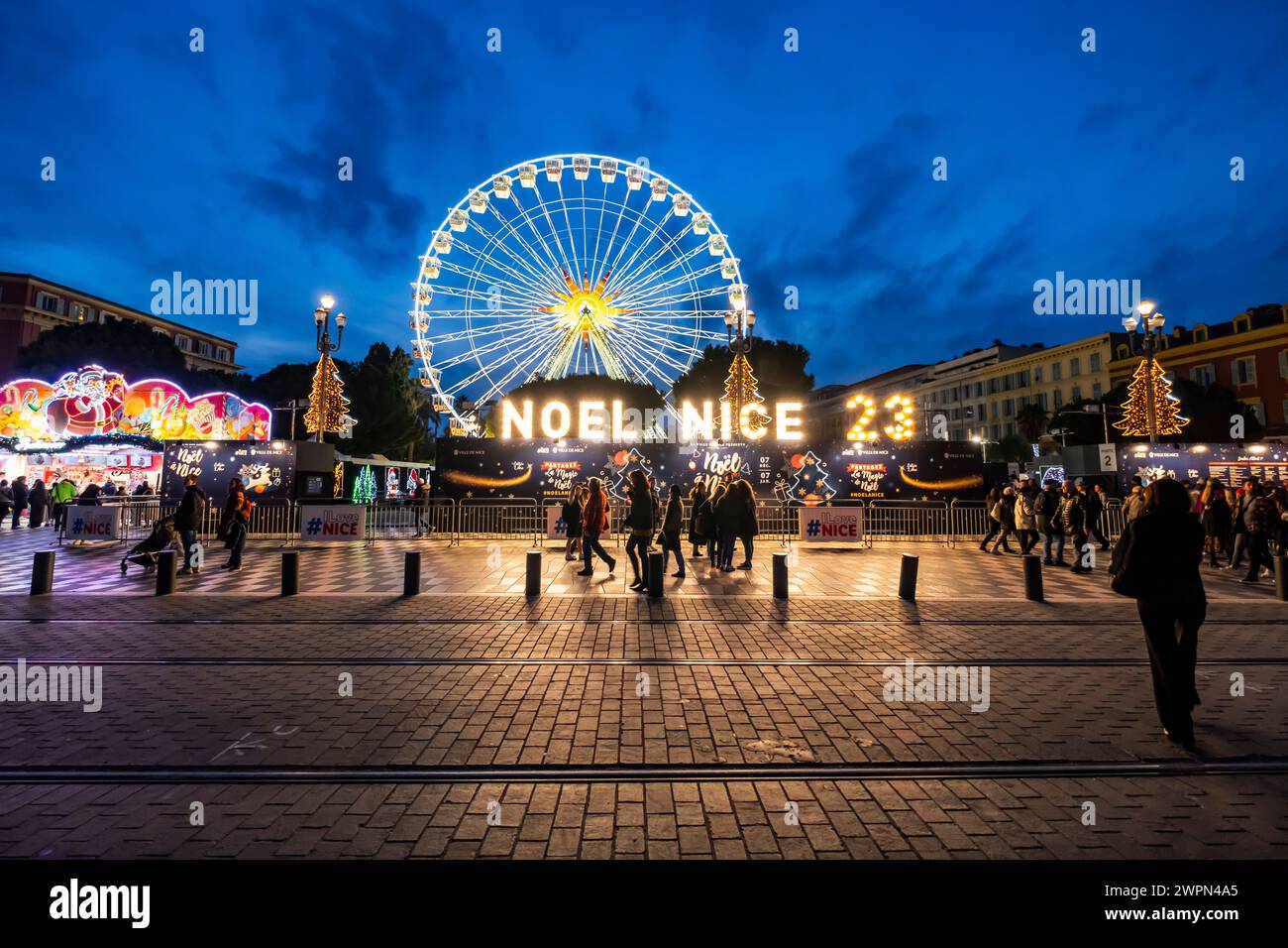Christmas market in Nice, Nice in winter, South of France, Cote d'Azur, France, Europe Stock Photo