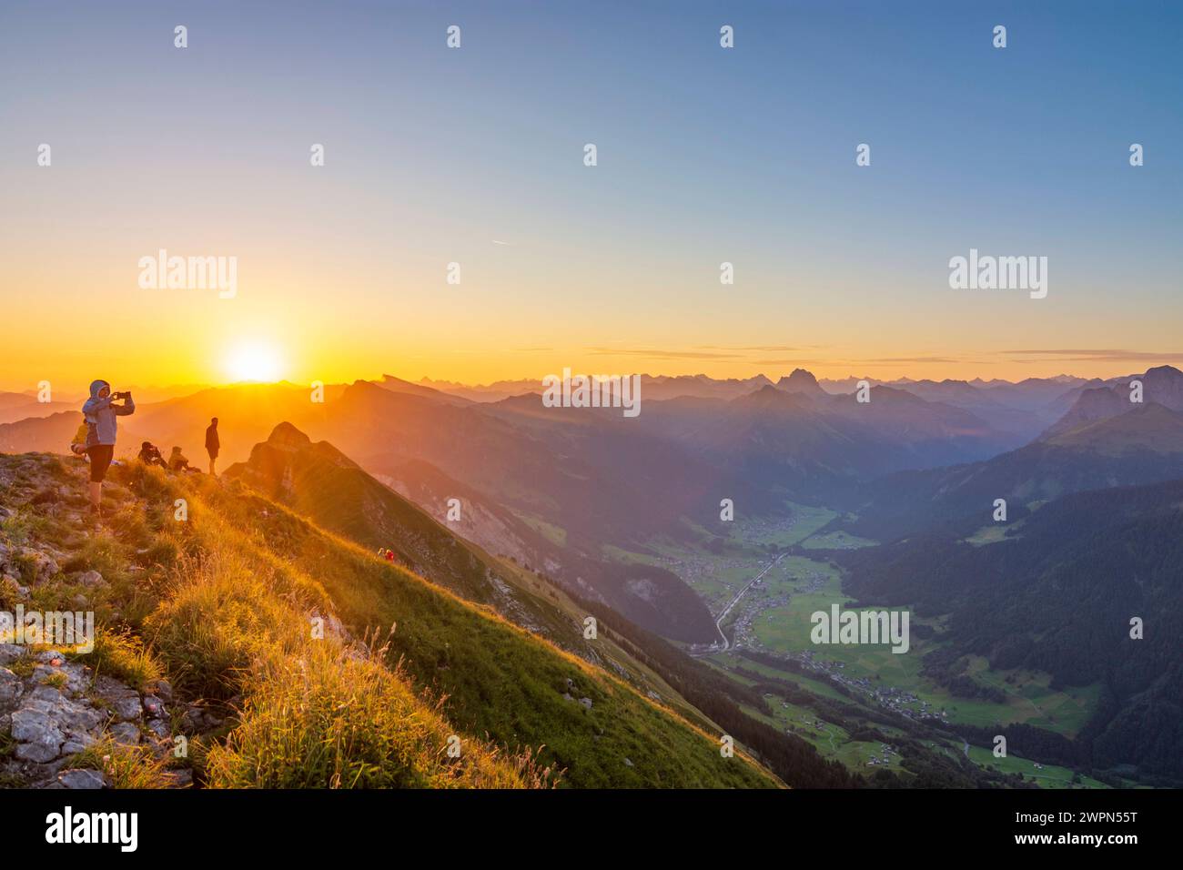 sunrise on mountain Kanisfluh in Bregenzerwaldgebirge Bregenz Forest ...