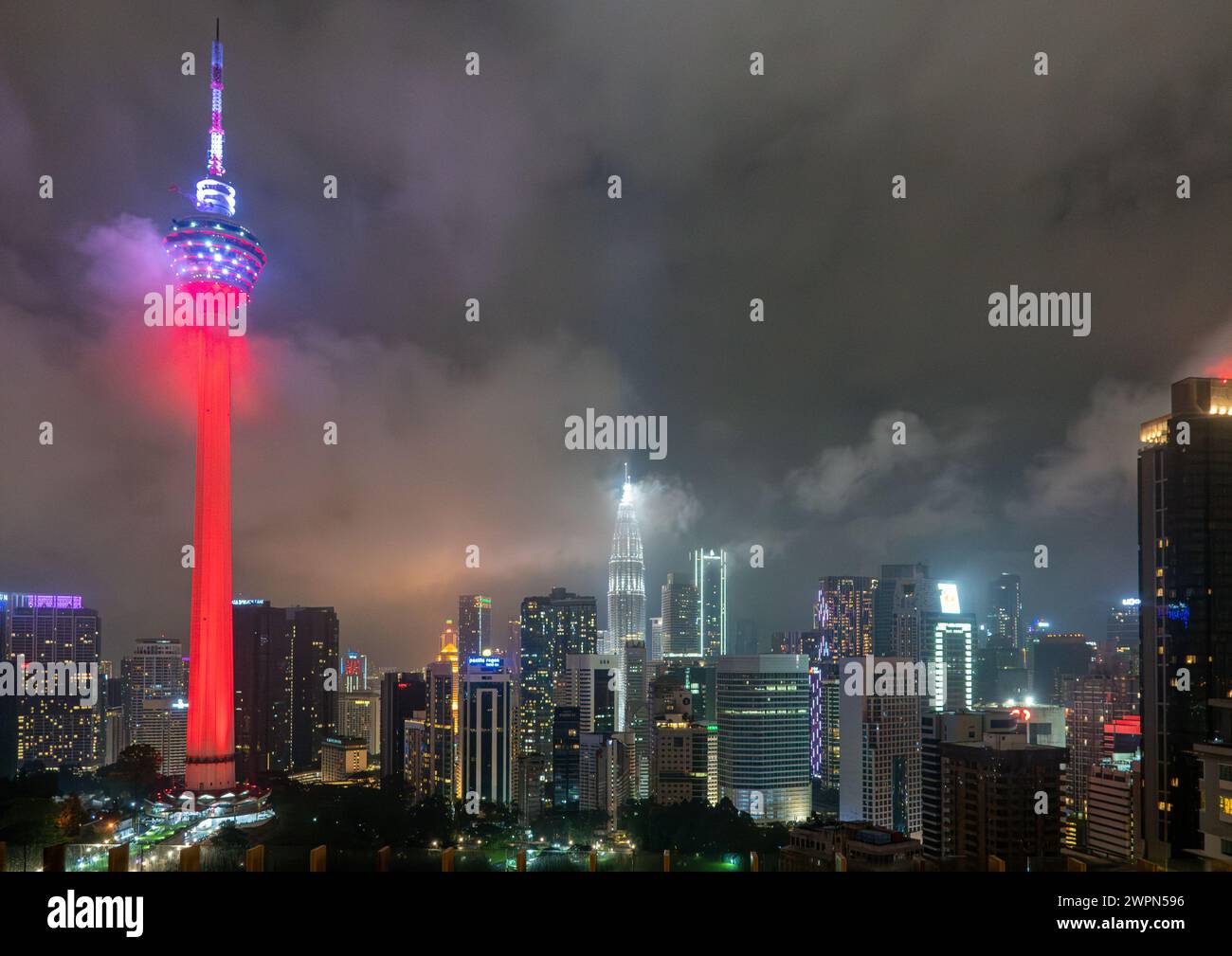 Kuala lumpur city skyline at night Stock Photo - Alamy