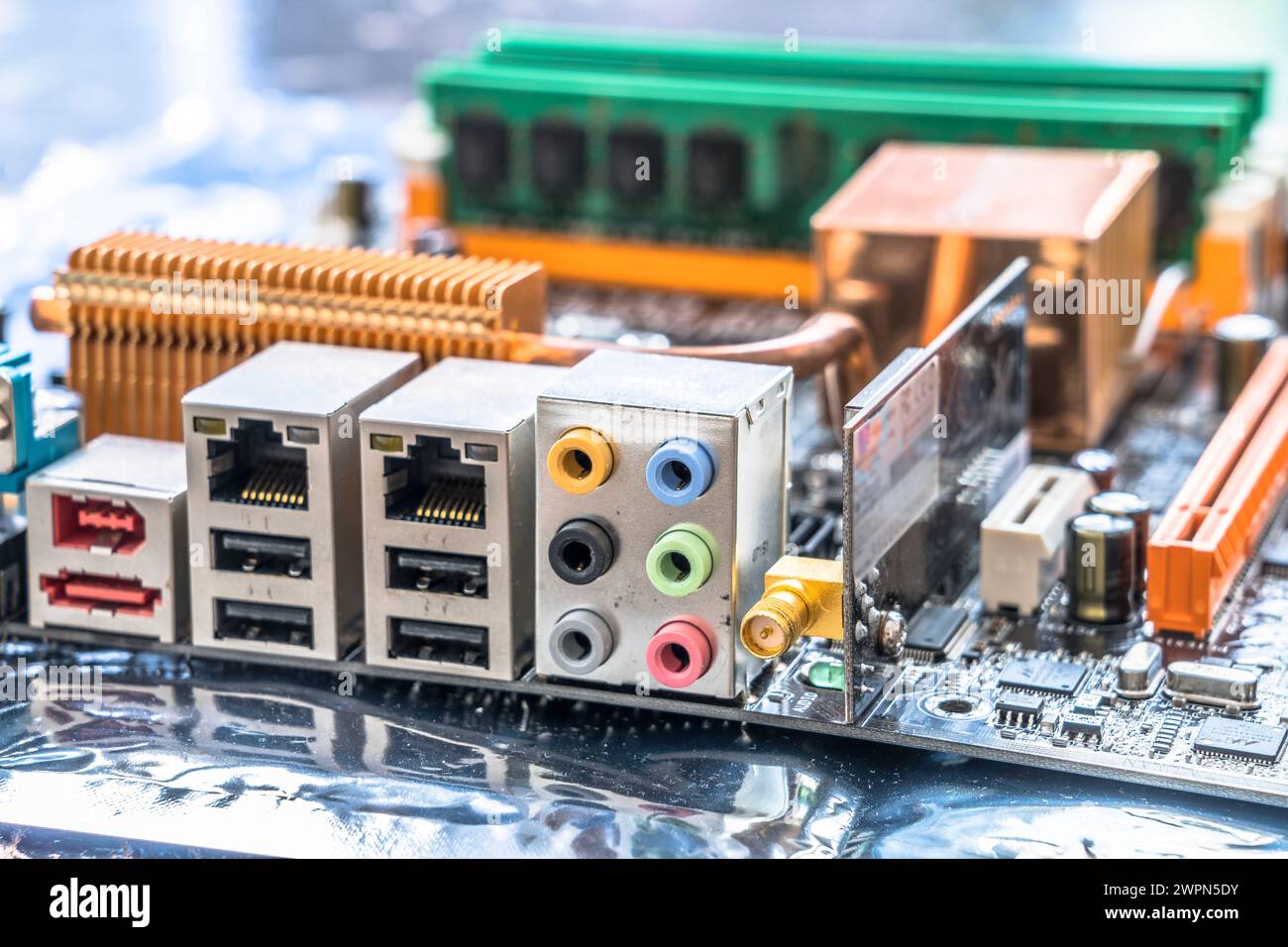 Studio, mainboard with microchips Stock Photo