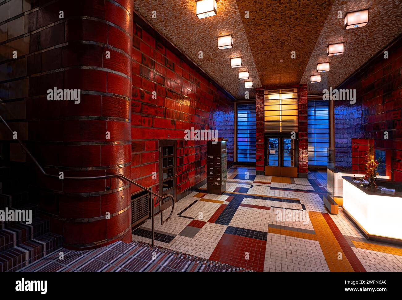 Entrance hall, Brahmskontor, Hamburg, Germany Stock Photo