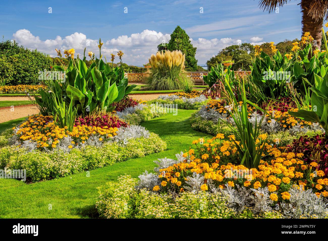 Garden With Flower Borders Of Osborne House Summer Residence Of Queen garden-with-flower-borders-of-osborne-house-summer-residence-of-queen