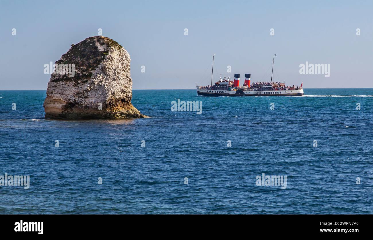 Historic excursion boat off Freshwater Bay, Freshwater, Isle of Wight, Hampshire, Great Britain, England Stock Photo