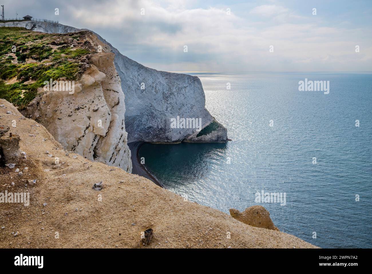 Cliffs on the south-western tip of the island at Alum Bay, Isle of Wight, Hampshire, Great Britain, England Stock Photo