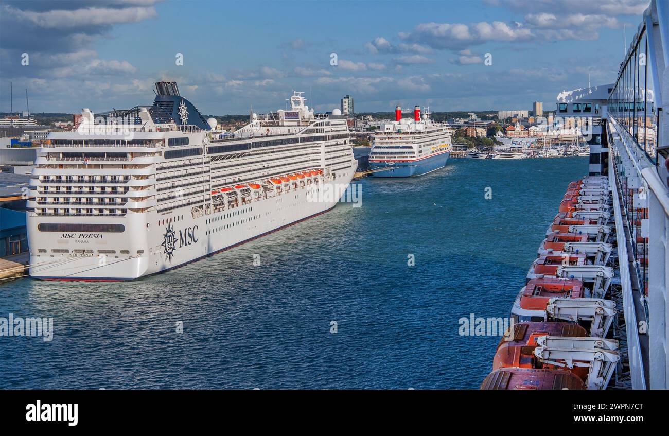 Cruise ships in port, Southampton, Hampshire, Great Britain, England Stock Photo