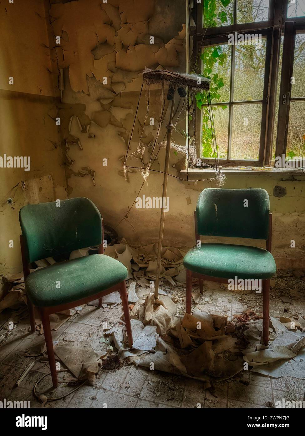 Lost place, two chairs, old window Stock Photo - Alamy