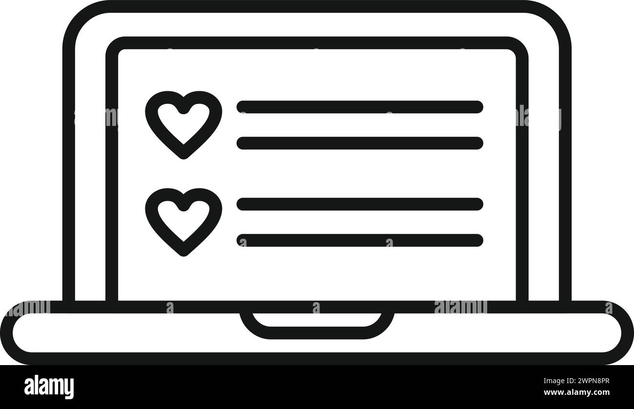 Laptop online sheet list icon outline vector. Purchase keys. Inventory