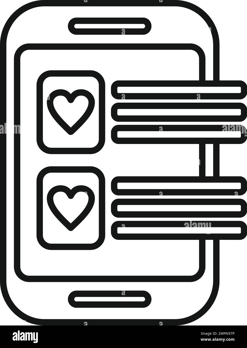 Phone approved addition icon outline vector. Wish list. Delivery favorite product Stock Vector