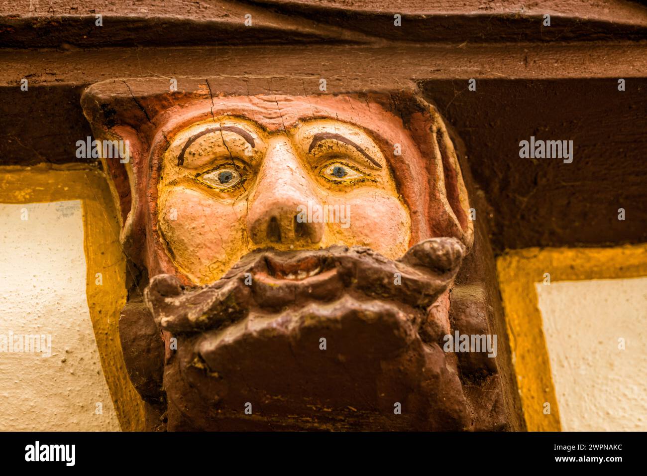 House of the seven vices in Limburg an der Lahn, facade, decoration, detail Stock Photo