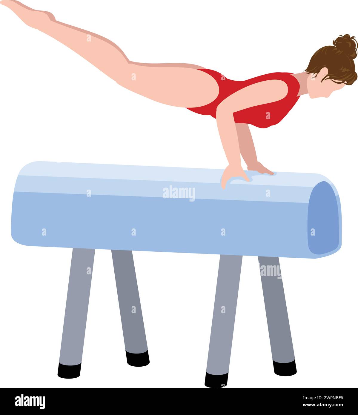 Exercise pommel horse icon cartoon vector. Indoor female person training. Sport acrobatic Stock Vector