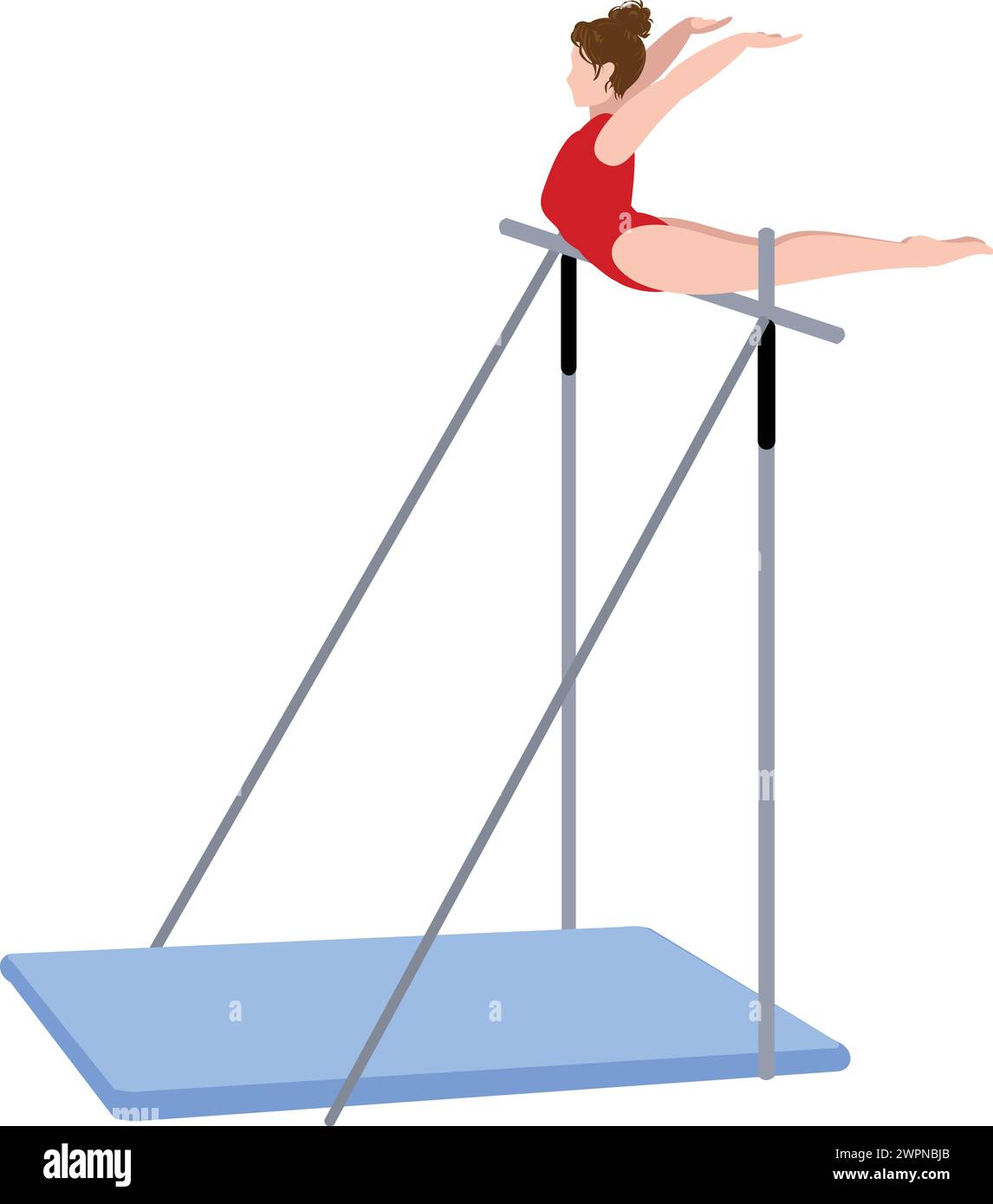 Horizontal bar gymnastic icon cartoon vector. Sport fitness center. Female sport Stock Vector