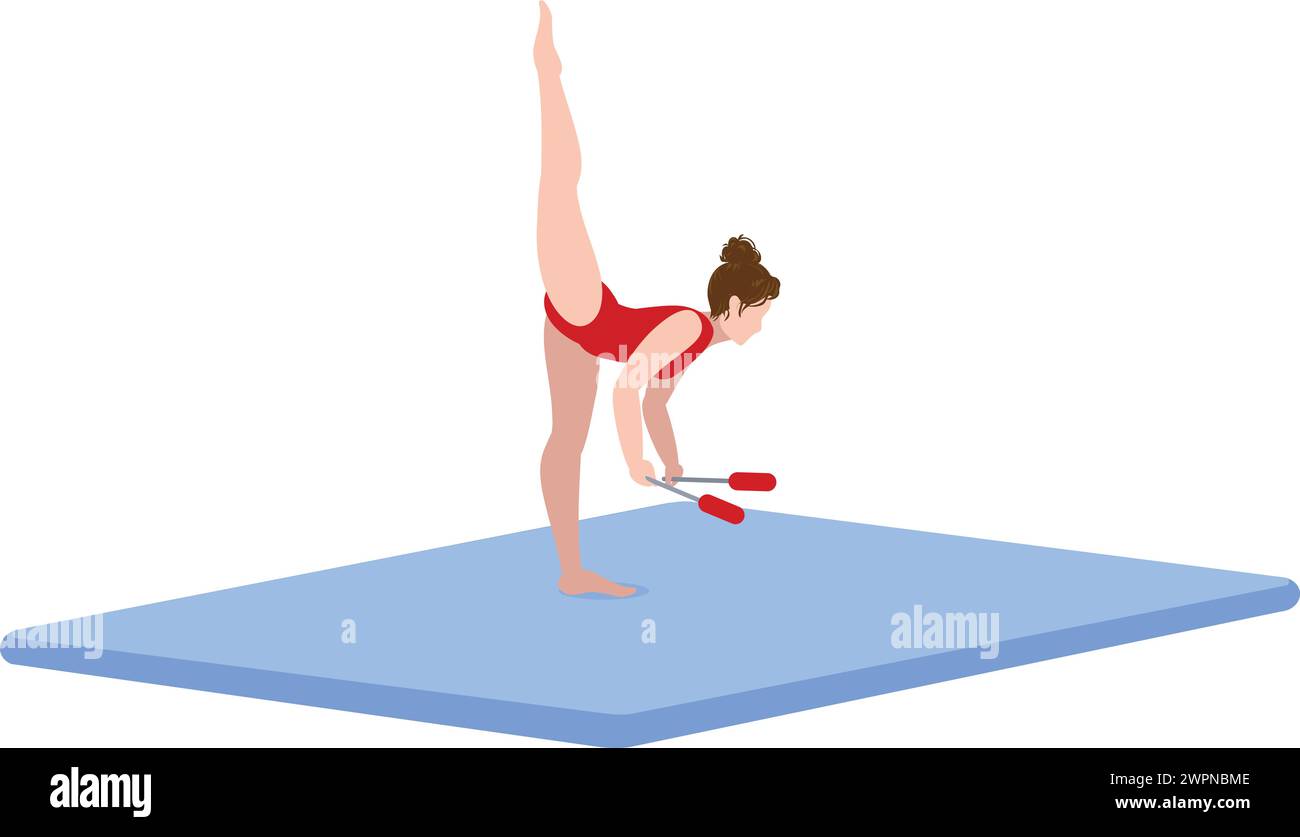 Gear equipment for mat gymnastic icon cartoon vector. Vault center. Female training indoor Stock Vector