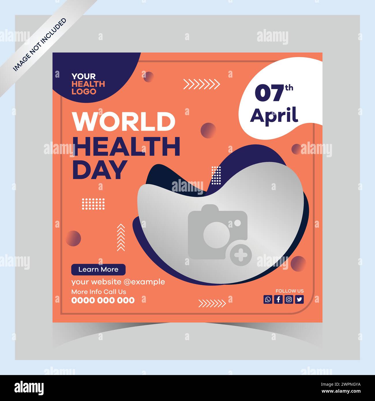 World health day instagram posts and square social media template   world day, health, heart medical, heart day, medical day, health illustration,  he Stock Vector