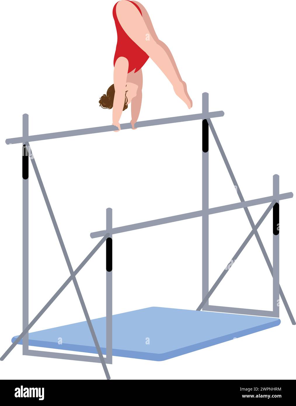 Bars gymnastic equipment icon cartoon vector. Workout training. Sport female person Stock Vector