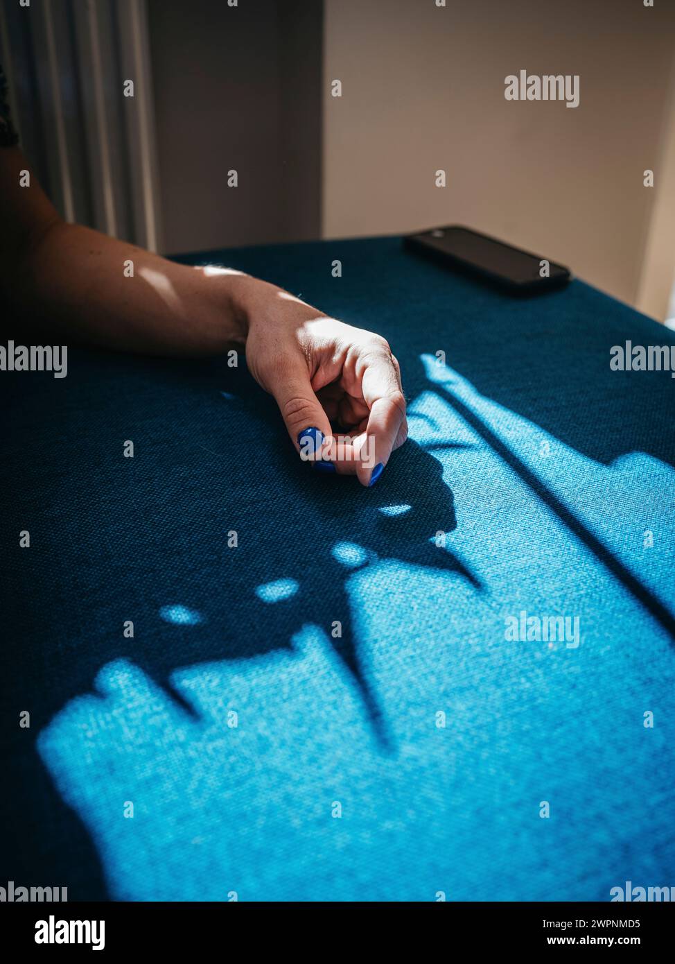 Man with blue painted fingernails Stock Photo Alamy