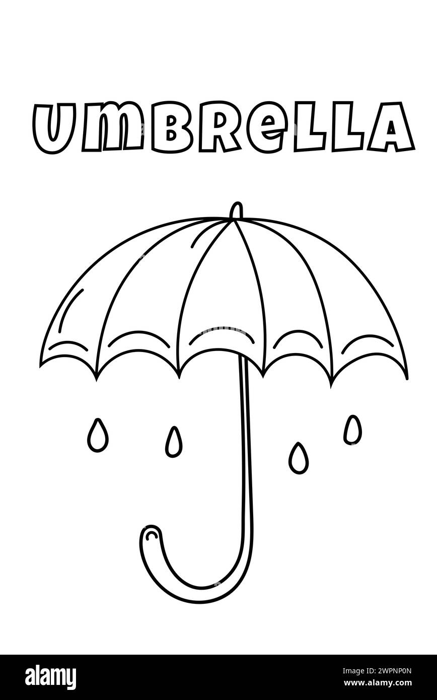 Coloring With Thick Lines For The Little Ones, Umbrella Coloring Page ...
