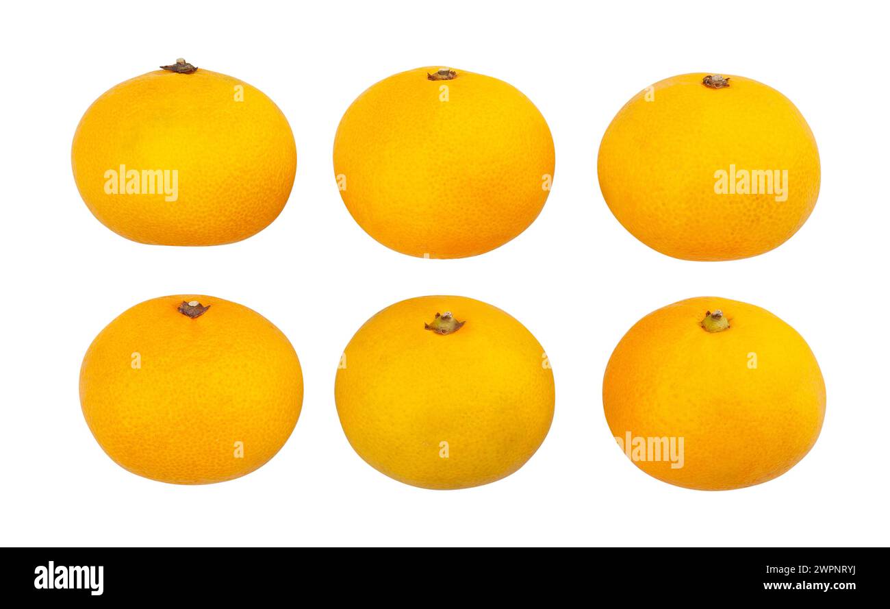 yellow tangerine path isolated on white Stock Photo