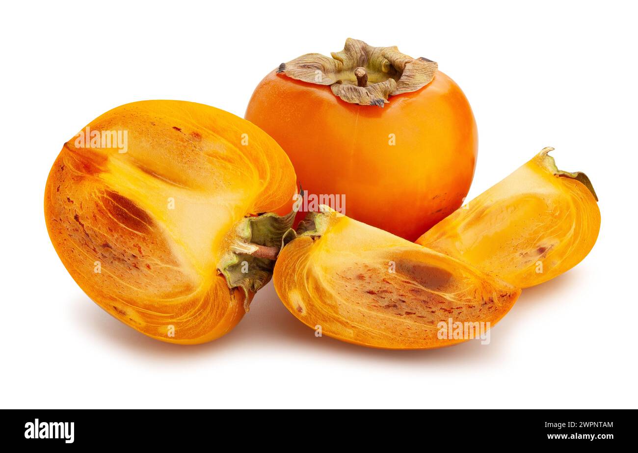sliced persimmon path isolated on white Stock Photo