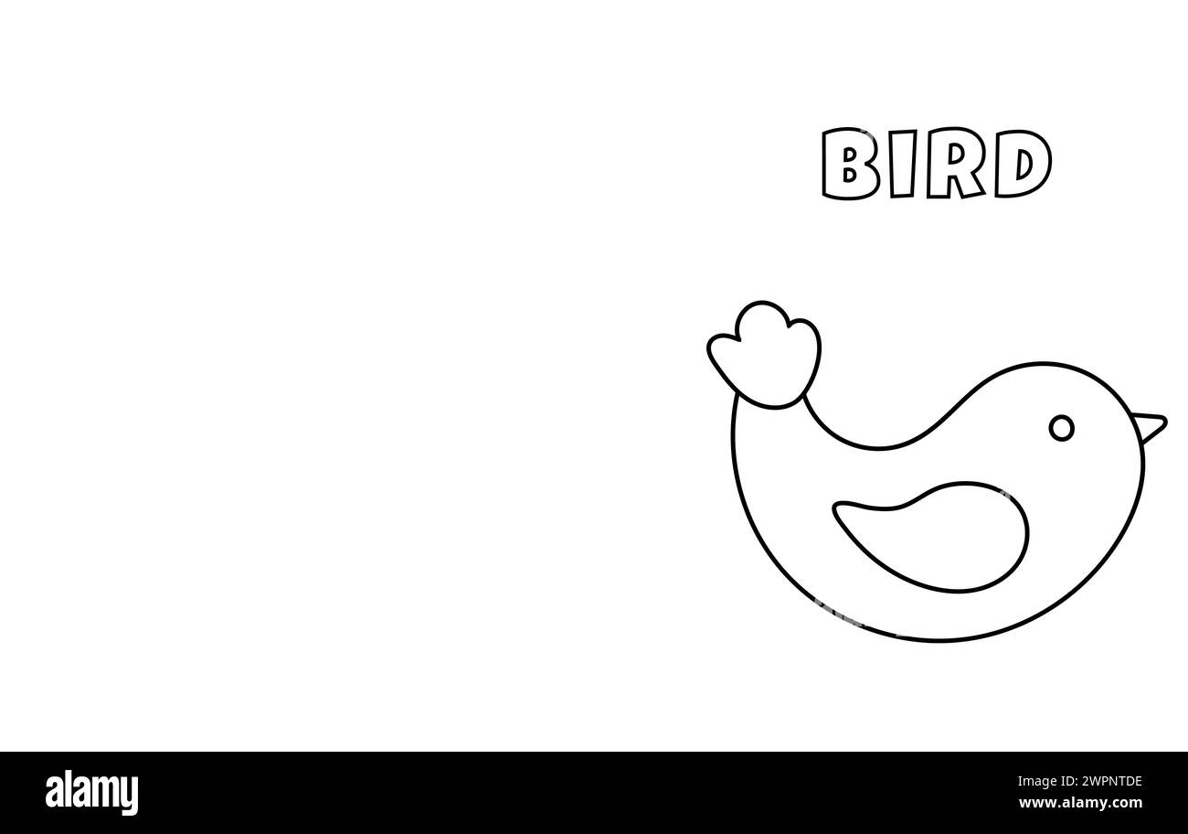 Coloring With Thick Lines For The Smallest Ones, Bird Coloring Page Stock Vector
