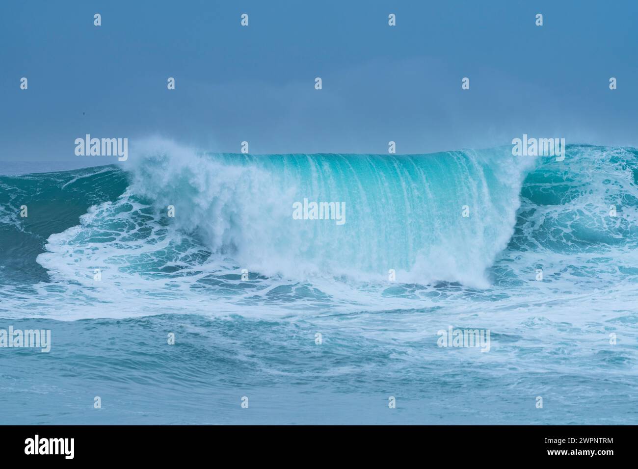 Storm surge with big waves. Santander Municipality. Cantabrian Sea. Cantabria. Spain. Europe Stock Photo