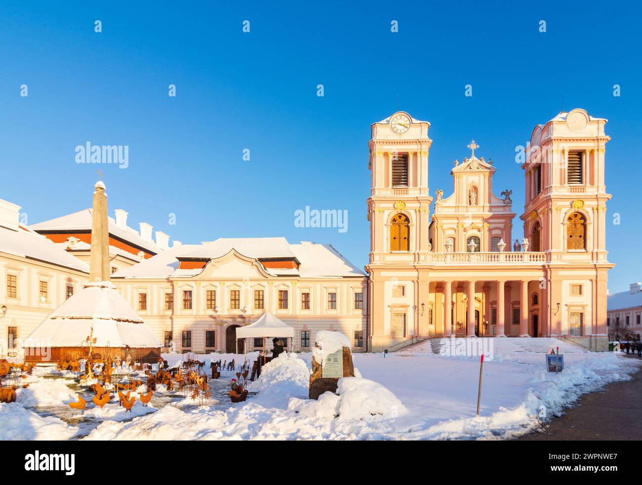 Furth bei Göttweig, Göttweig Abbey, snow in Wachau, Niederösterreich, Lower Austria, Austria Stock Photo