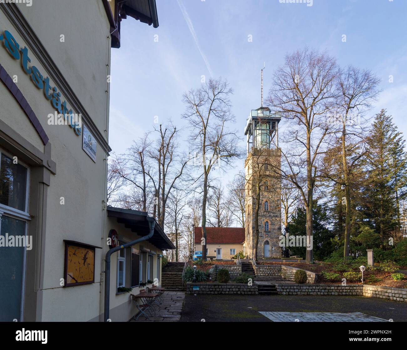 Kamenz (Kamjenc), observation tower Lessingturm on hill Hutberg, Saxony, Germany Stock Photo