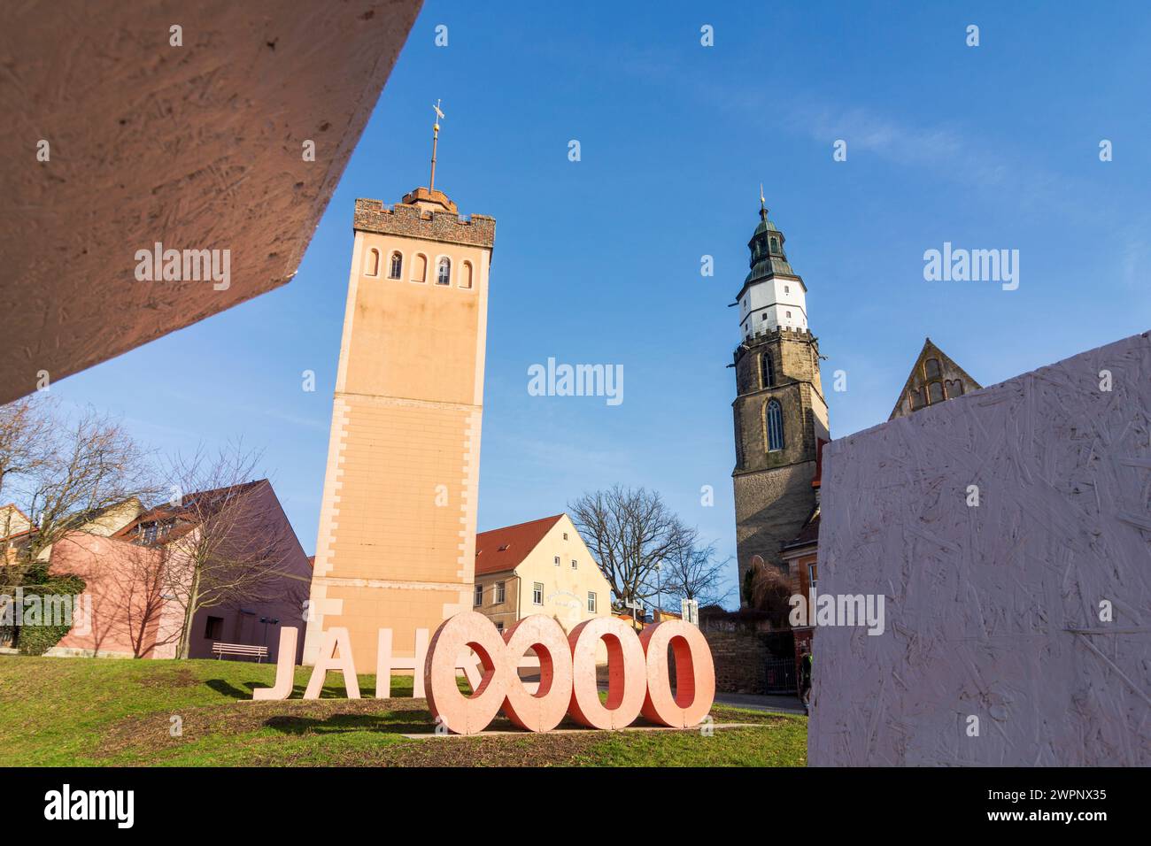 Kamenz (Kamjenc), tower Roter Turm, main church St. Marien, sign '800