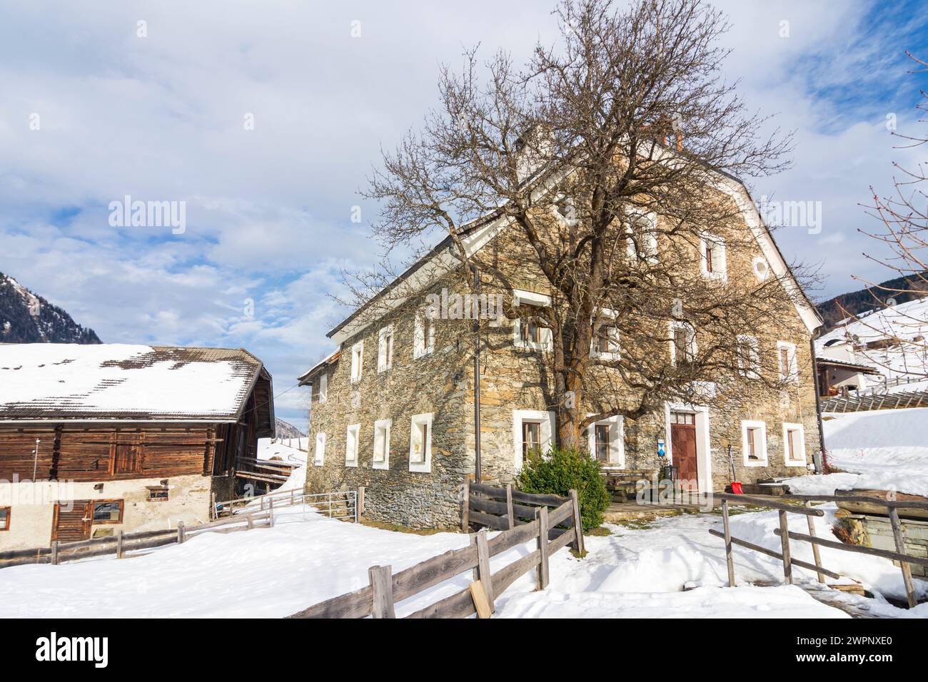 Rauris, inn Kirchenwirt in hamlet Bucheben, snow in Pinzgau, Salzburg, Austria Stock Photo