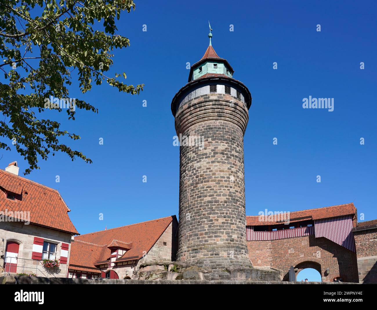 Germany, Bavaria, Middle Franconia, Nuremberg, Old Town, Imperial Castle, Castle Courtyard, Sinwell Tower Stock Photo
