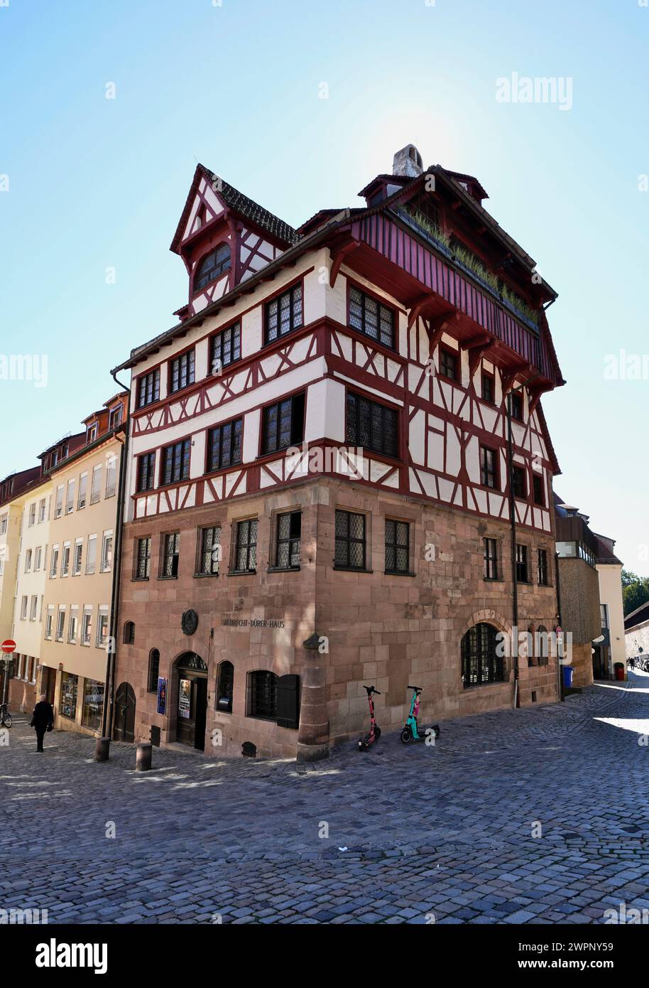 Germany, Bavaria, Middle Franconia, Nuremberg, Old Town, Tiergärtnertorplatz, Albrecht Dürer House Stock Photo