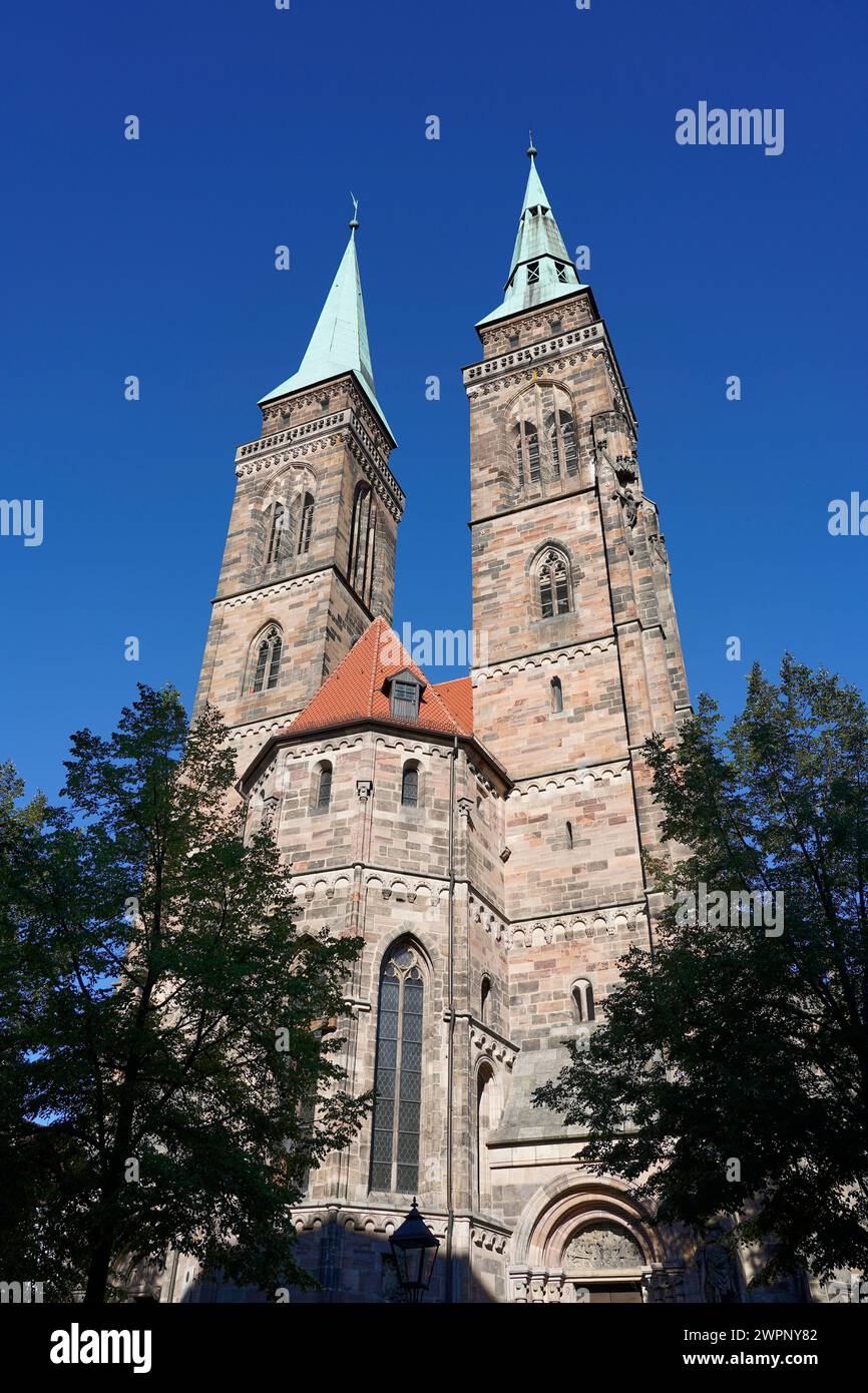 Germany, Bavaria, Middle Franconia, Nuremberg, Old Town, St. Sebald's Church, Towers Stock Photo