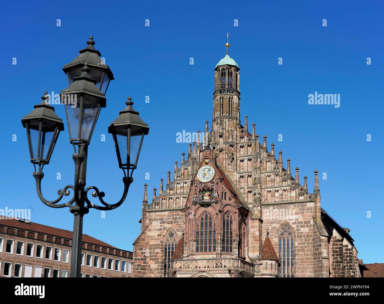 Germany, Bavaria, Middle Franconia, Nuremberg, Old Town, Main Market, Church of Our Lady Stock Photo