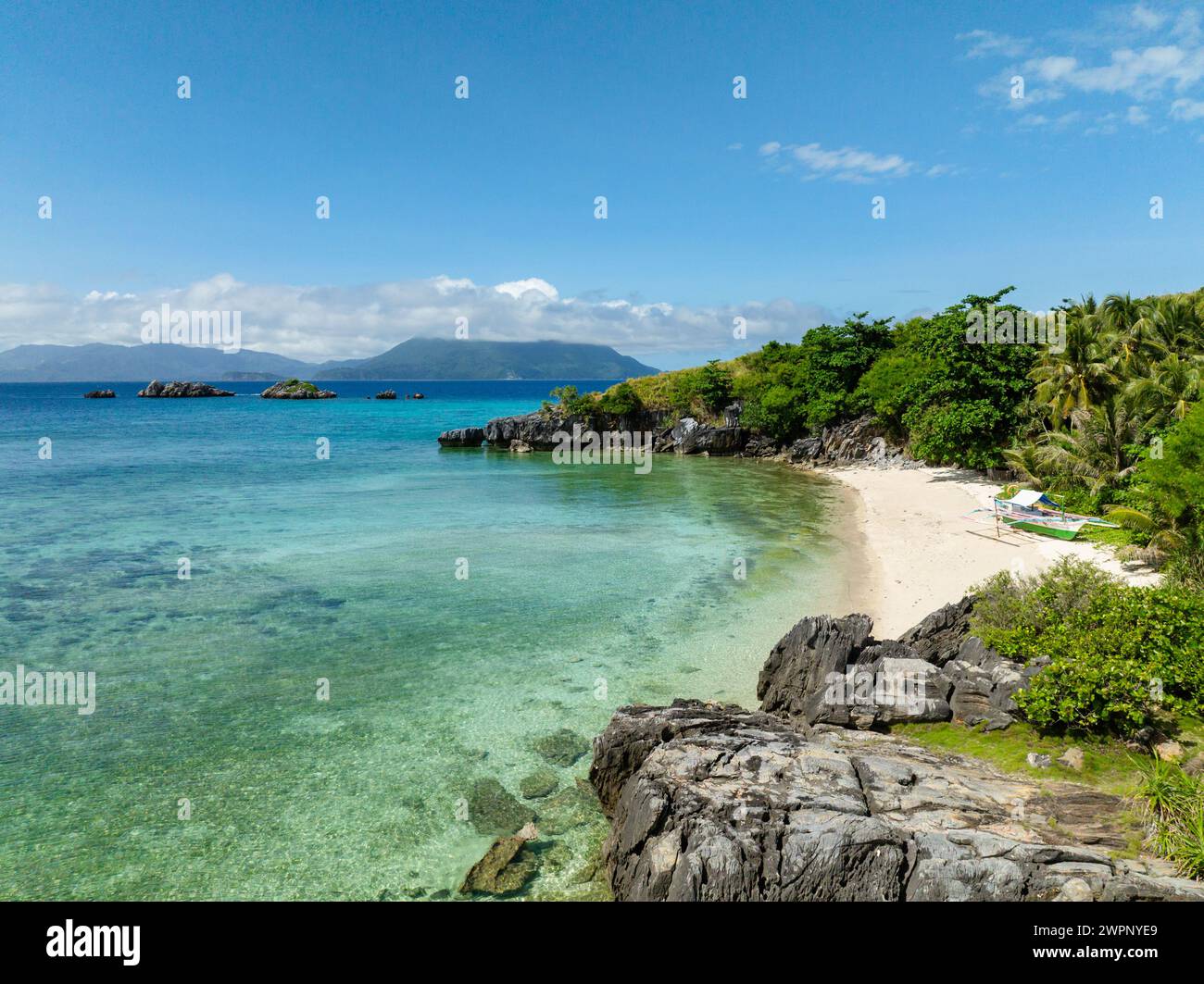Tropical Landscape Of White Beach In Cobrador Island Romblon 