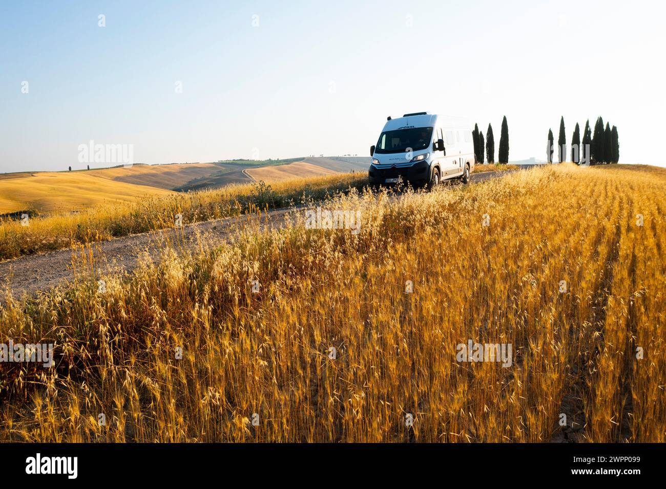 Tuscany Italy camper van road trip in Baumallee Stock Photo
