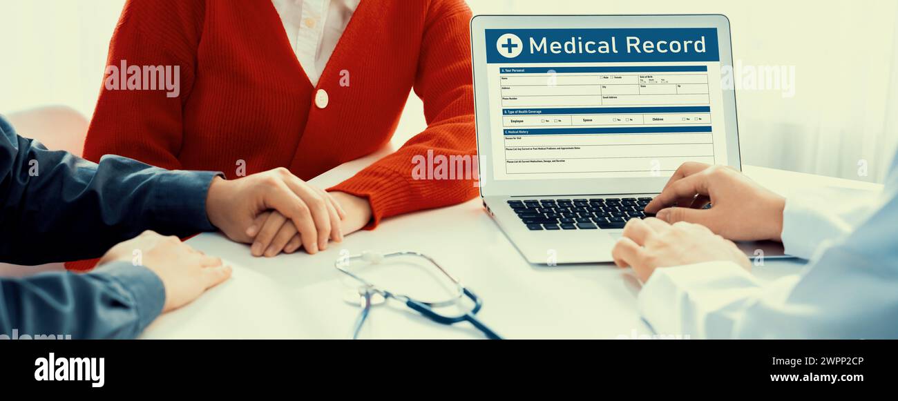 Couple attend fertility or medical consultation with gynecologist at hospital as family planning