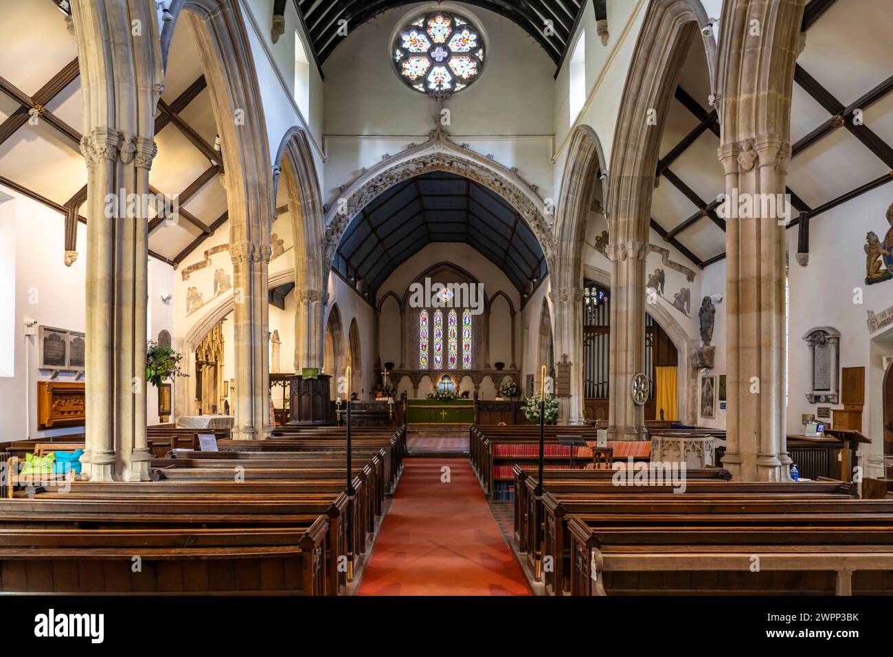 Interior of St. Andrew's Church, Castle Combe, Cotswolds, Wiltshire, England, Great Britain, Europe Stock Photo