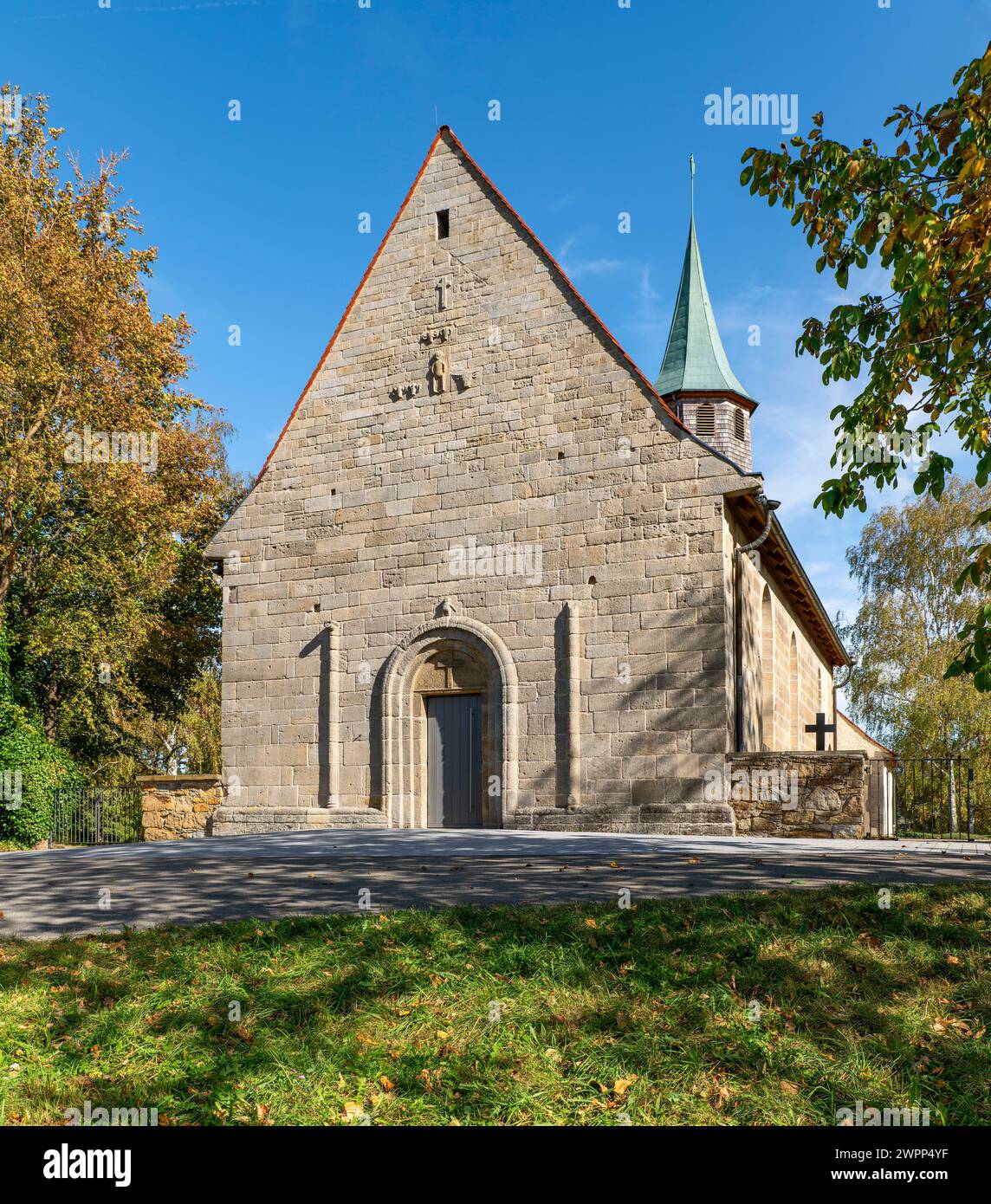 Mössingen - Belsen, district of Tübingen, the Belsen church is one of the oldest Romanesque choir tower churches in Baden-Württemberg. Stock Photo