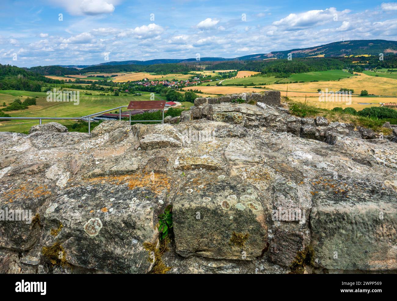 The ruins of Schaumburg Castle, also known as Schaumberg, are located to the west of Schalkau (Sonneberg district) in Thuringia. It was the ancestral seat of the noble Schaumberg family. Stock Photo