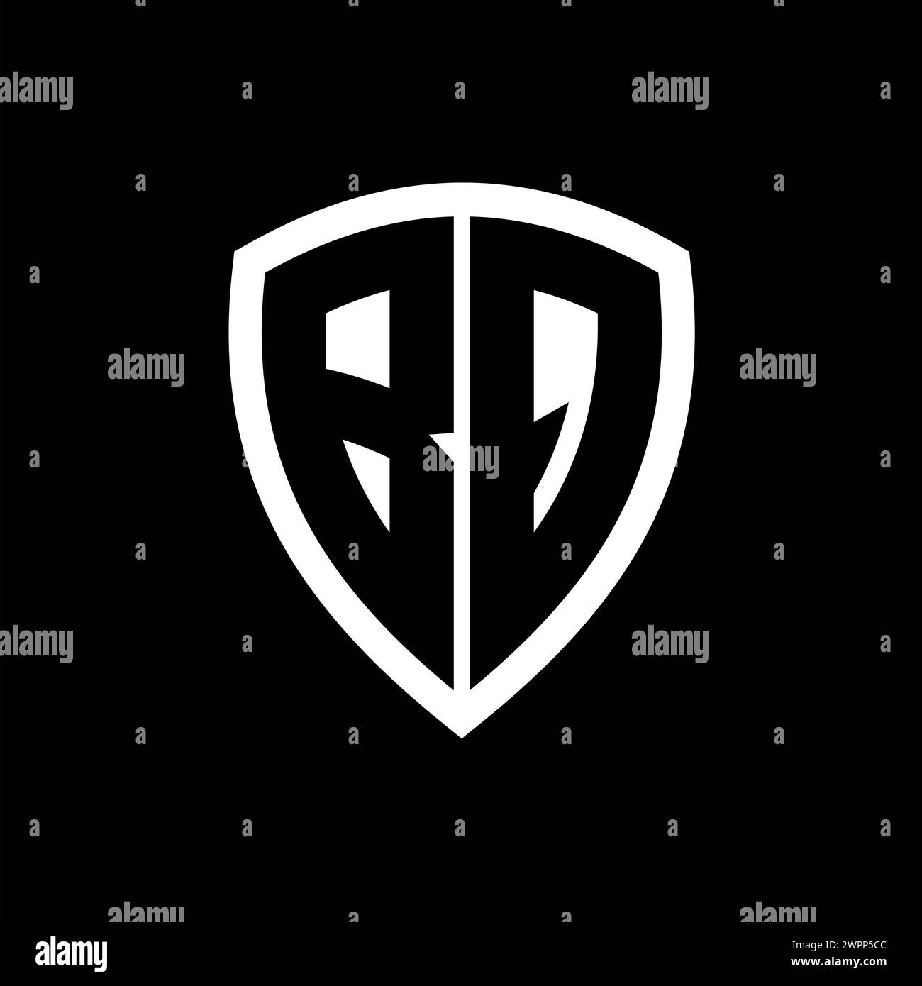 BQ monogram logo with bold letters shield shape with black and white ...