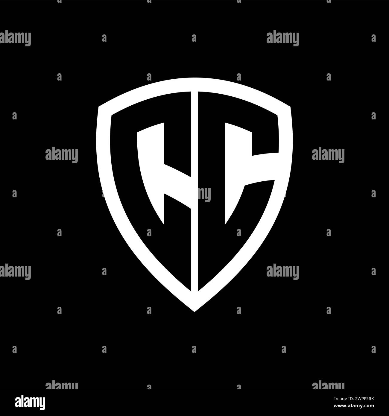 CC monogram logo with bold letters shield shape with black and white ...