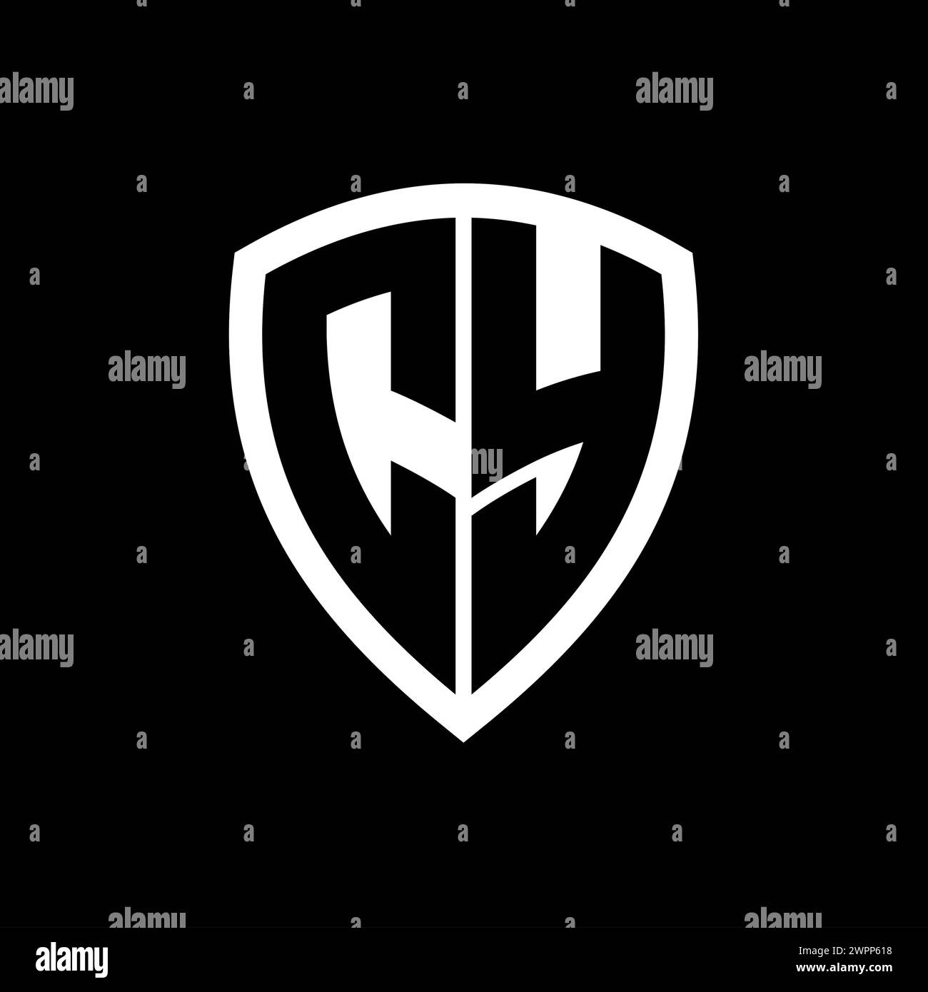 CY monogram logo with bold letters shield shape with black and white color design template Stock Photo