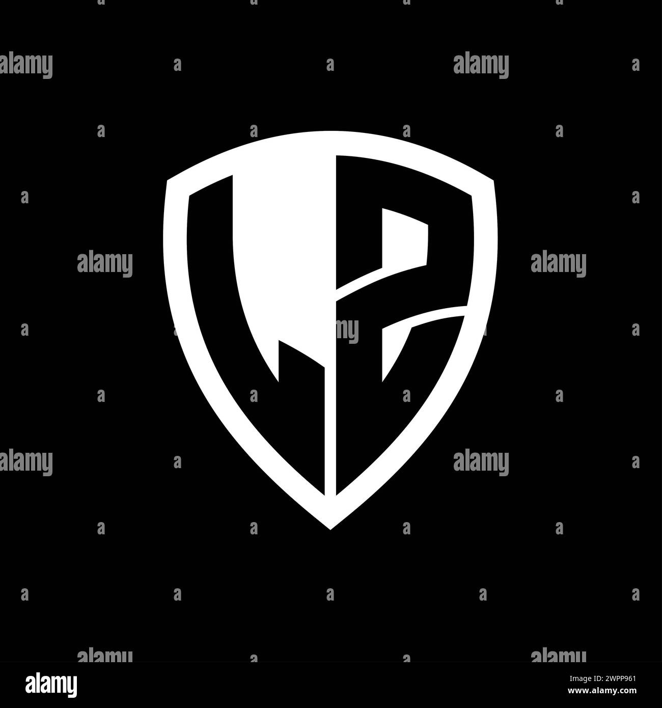 LZ monogram logo with bold letters shield shape with black and white ...
