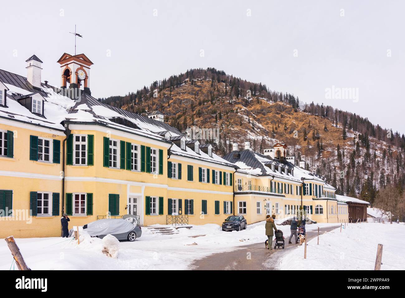 Kreuth, former spa Wildbad Kreuth, snow in Tegernsee-Schliersee, Upper Bavaria, Bavaria, Germany Stock Photo
